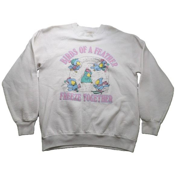 Fruit of the Loom Other - VTG 80s Fruit Of The Loom Birds Of A Feather Crewneck Sweatshirt White Large USA